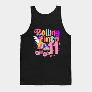 rolling into 11 - 11th birthday girl roller skates theme party Tank Top